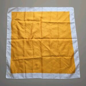 John Weitz Vintage 70s Scarf Yellow Geometric Block Print Has Stain 14"x14"